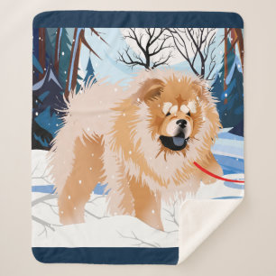 OVER THE RIVER Red Chow Sherpa blanket