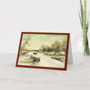 Over The River - Vintage Christmas Card