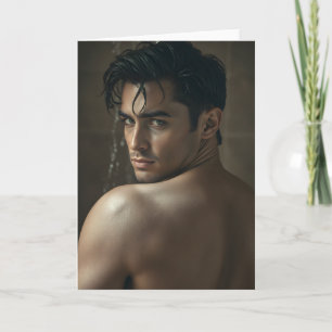 Over the Shoulder Hot Guy Greetings Card