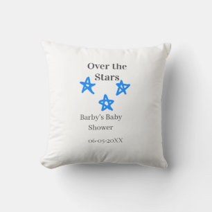 Over the Stars blue gray baby shower name date ele Cushion