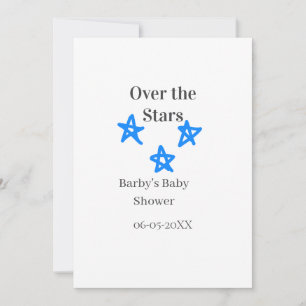 Over the Stars blue gray baby shower name date ele Invitation