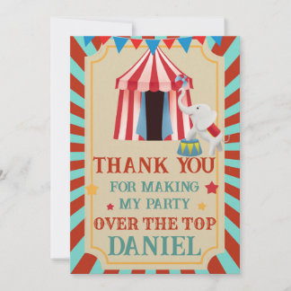 Over the Top Birthday Circus  Thank You Card