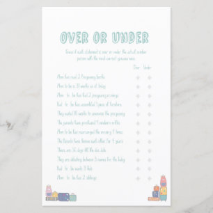 Over Under Adventure Baby Shower Game