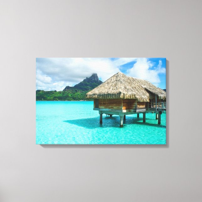 Over-water bungalow, Bora Bora canvas print (Front)