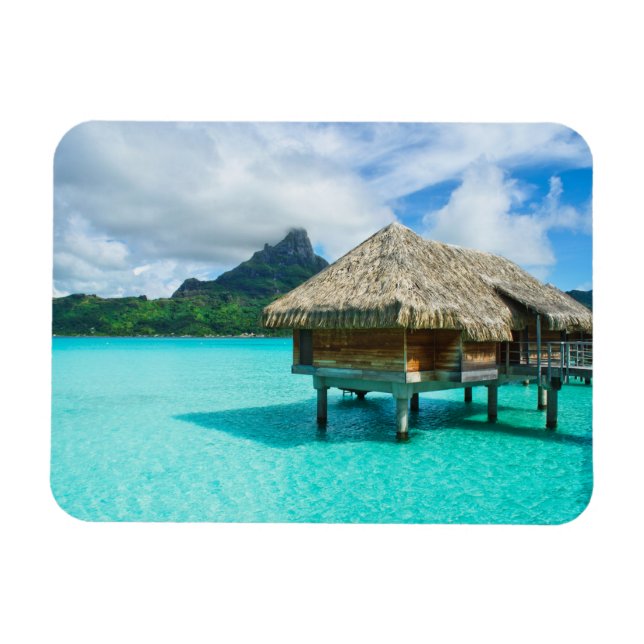 Over-water bungalow, Bora Bora rectangular magnet (Horizontal)