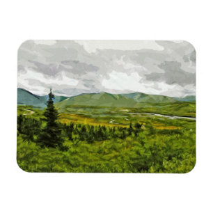 Overcast at Denali National Park Alaska Abstract Magnet