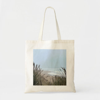 Overcast beach horizon photo tote bag