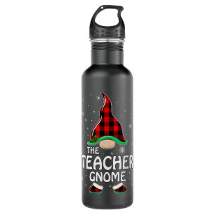 Overcome Hardship Teacher Gnome Buffalo Plaid Matc 710 Ml Water Bottle