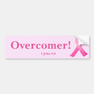 Overcomer! Breast Cancer Ribbon Customise It Bumper Sticker