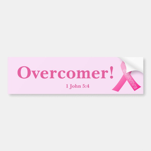 Overcomer! Breast Cancer Ribbon Customise It Bumper Sticker (Front)