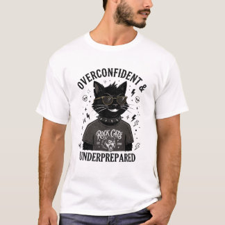 Overconfident & Underprepared Funny Black Cat T-Shirt