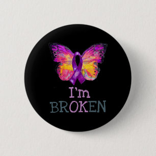 Overdose Awareness Butterfly Purple Ribbon I'm Bro 6 Cm Round Badge