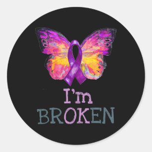 Overdose Awareness Butterfly Purple Ribbon I'm Bro Classic Round Sticker
