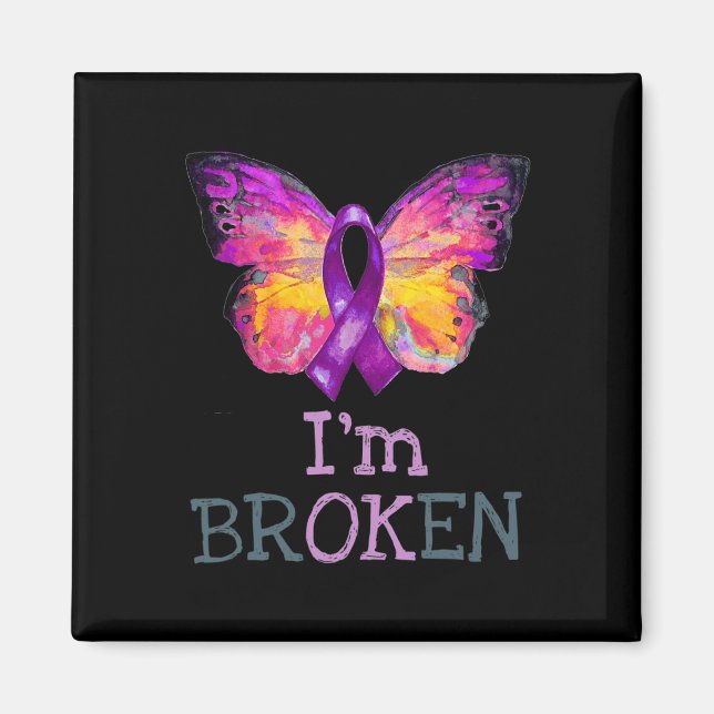 Overdose Awareness Butterfly Purple Ribbon I'm Bro Magnet (Front)