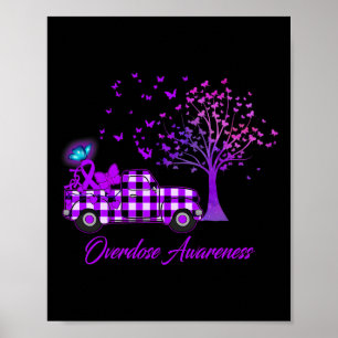 Overdose Awareness Butterfly Ribbon Purple  Poster