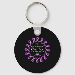Overdose Awareness Day 2019 Purple Ribbon In Memor Key Ring