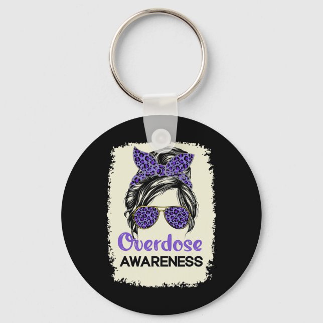 Overdose Awareness Day 2022 Warrior Purple Messy B Key Ring (Front)