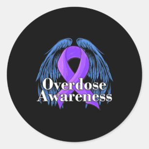 Overdose Awareness Day Angel Against Addictions Classic Round Sticker