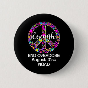 Overdose Awareness Day Purple Peace Sign  6 Cm Round Badge