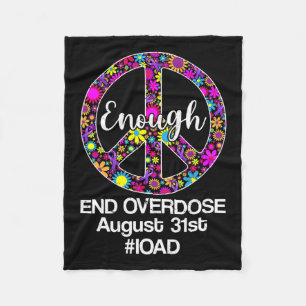 Overdose Awareness Day Purple Peace Sign Fleece Blanket