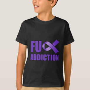 Overdose Awareness Day Purple Ribbon FU Addiction  T-Shirt
