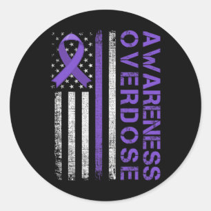 Overdose Awareness Day USA American Flag Overdose Classic Round Sticker