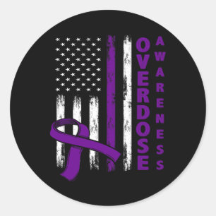 Overdose Awareness Day Usa American Flag Overdose  Classic Round Sticker
