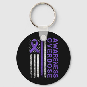 Overdose Awareness Day Usa American Flag Overdose Key Ring