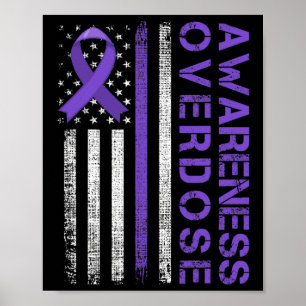 Overdose Awareness Day USA American Flag Overdose Poster