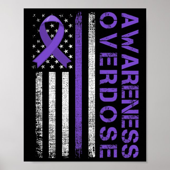 Overdose Awareness Day USA American Flag Overdose  Poster (Front)