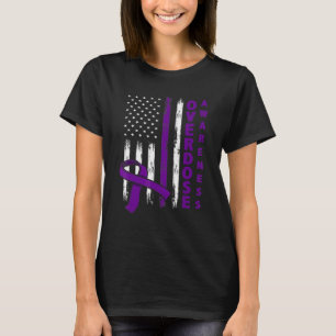 Overdose Awareness Day Usa American Flag Overdose T-Shirt