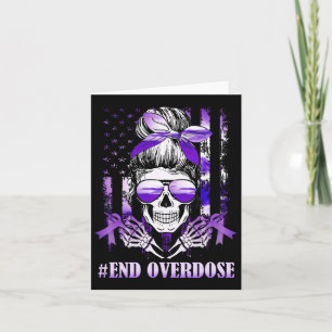 Overdose Awareness Day Usa American Flag Skull War Card