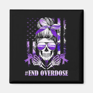 Overdose Awareness Day USA American Flag Skull War Magnet