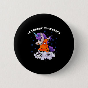 Overdose Awareness Dubbing Unicorn Purple Ribbon  6 Cm Round Badge