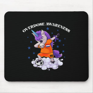 Overdose Awareness Dubbing Unicorn Purple Ribbon Mouse Mat