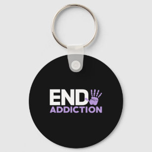Overdose Awareness End Addiction Stop Hand Sign  Key Ring