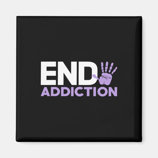 Overdose Awareness End Addiction Stop Hand Sign  Magnet (Front)