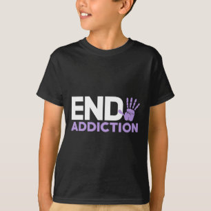 Overdose Awareness End Addiction Stop Hand Sign  T-Shirt