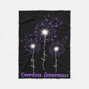 Overdose Awareness Faith Hope Love Dandelion Fleece Blanket