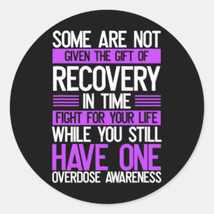 Overdose Awareness Fighter Purple Ribbon Drug Abus Classic Round Sticker