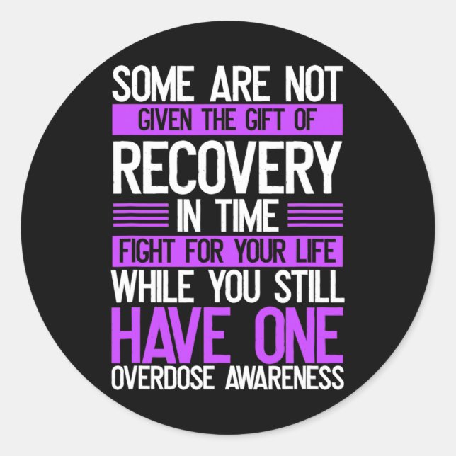 Overdose Awareness Fighter Purple Ribbon Drug Abus Classic Round Sticker (Front)
