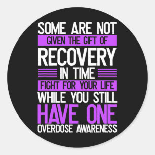 Overdose Awareness Fighter Purple Ribbon Drug Abus Classic Round Sticker