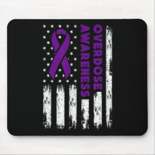 Overdose Awareness Flag Pruple Ribbon Addiction Re Mouse Mat