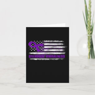 Overdose Awareness Flag Purple Ribbon Addiction Re Card