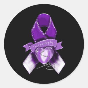 Overdose Awareness Graphic Purple Ribbon Classic Round Sticker