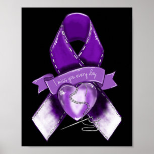 Overdose Awareness Graphic Purple Ribbon  Poster