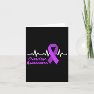 Overdose Awareness Heartbeat Purple Ribbon Opioid Card