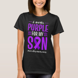 Overdose Awareness I Wear Purple For My Son Ribbon T-Shirt
