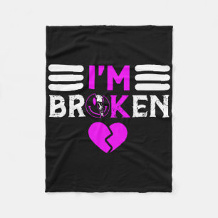Overdose Awareness I'm Ok Broken Purple Ribbon Fleece Blanket