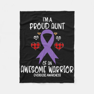 Overdose Awareness I'm Proud Aunt Of Awesome Warri Fleece Blanket
